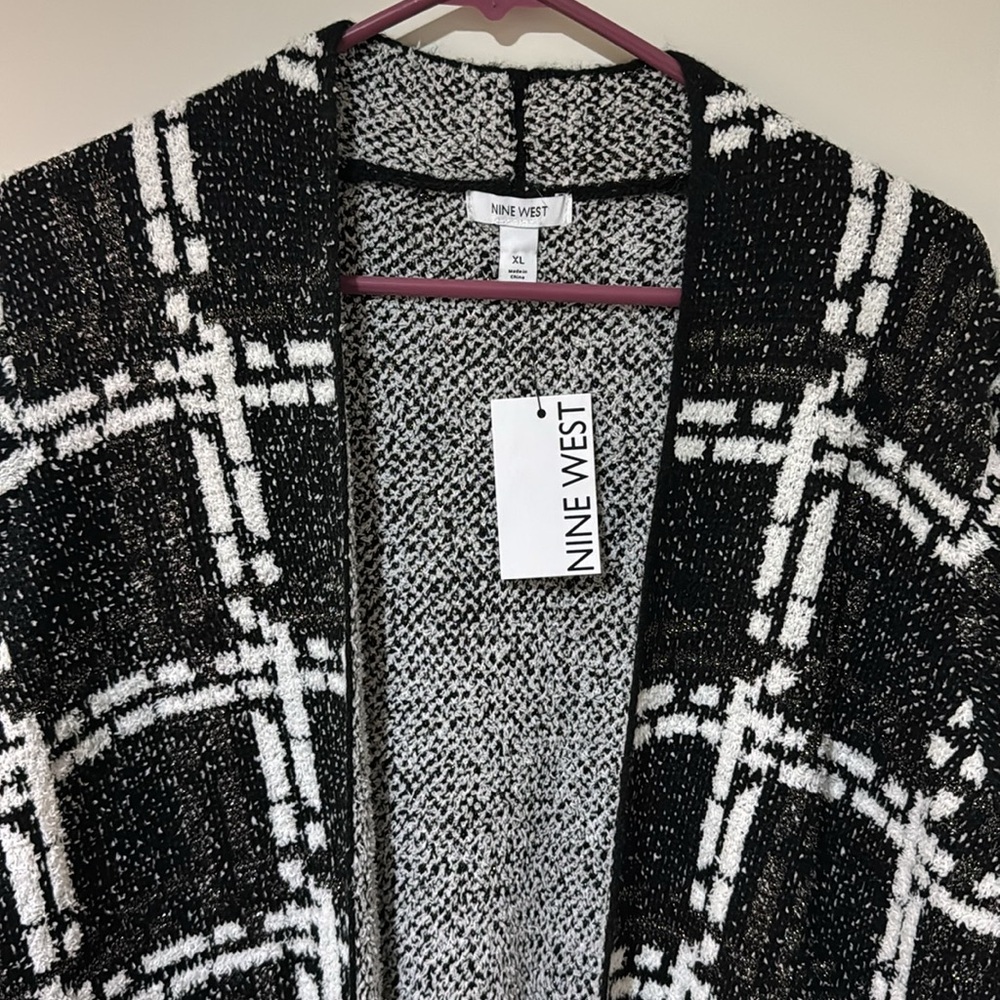 Nine West long Cardigan Black and white XL - Picture 2 of 6